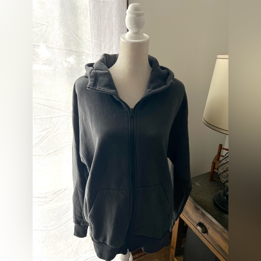 Adidas black zip hoodie sweatshirt
